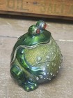 Green Frog Enamel Brass Trinket Ring Jewelry Storage Box Red Rhinestone Eyes
