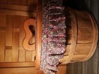 Vintage Half Bushel Lined Sewing Basket Heart Shaped Handle Arkansas