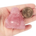 Artistone 2  Rose Quartz Laughing Buddha Statue  Healing Crystal Hand-carved    