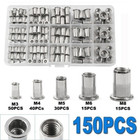 150pcs Rivet Nuts Stainless Steel Heavy Duty Threaded Insert Nutsert Rivnuts Gun
