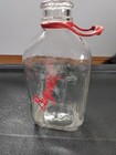 Vintage Burger  Half Gallon Clear Glass Dairy Milk Jar 10  W  Red Plastic Handle