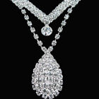 Wedding Prom Bridal Crystal Diamante Tear Drop Necklace Earrings  Jewelry Set