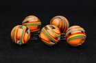 Collectible Art Glass Marbles Rainbow Swirl Uv Reactive Blacklight Orange