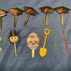 Vintage Cupcake Topper Picks Holidays Easter Christmas Lot Of 32 Pcs 1950s-80s