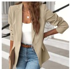 Women   s Lapel Button Blazer Jacket Casual Commuter Long Sleeve Coat