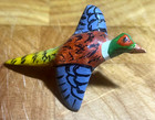 Folk Art Signed Hand Carved Wood Eagle And Pheasant Pins