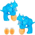 2 Pack Kids Dino Bubble Gun Blower Blaster Maker Machine Toy Set With Led