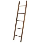 Solid Walnut Decorative Ladder 5 Step Storage Rack Easy Leaning Home Decor New