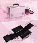 Large Makeup Train Case Cosmetic Organizer Case Makeup Box Portable Make Up A   