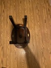 Vintage Bombay Company Mahogany Butler Table Fold Up Side Handle Table Top Brass