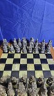 Vintage Medieval Crusader Metal Chess Set Heavy Weighted Pewter Tone Gold-gray 
