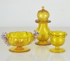 Early 3 Piece Small Yellow Venetian Glass Salt Grouping - Early Venetian Glass