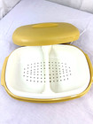Vtg Tupperware Microwave Vegetable Rice Steamer 4 Pc Harvest Gold 1273-3 Freship