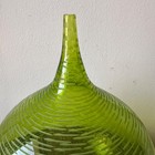 Vintage Green Art Glass Bottle Vase Hand Blown Swirl Design Mid Century Decor