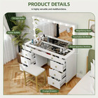 Vanity Makeup Table Set Dressing Desk With 14 Led Lighted Mirror   8 Drawers