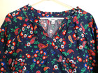 Croft   Barrow Womens Blouse Xxl Floral Paisley Blue Shirt Top Long Sleeve Boho