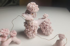 Vintage Pink Spaghetti Poodle With Puppies