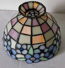 Vintage Tiffany Style Stained Glass Mini Lamp Shade Floral Blue Pastel