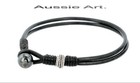 1ab-504 Handmade Sterling Silver  Leather  Hematite Anklet Men Bracelet