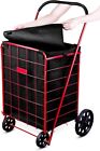 Folding Grocery Basket Cart Shopping Wheel Large Utility Laundry18 x15 x24  bag 