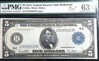 1914  5 Federal Reserve Note Richmond  Pmg 63  Choice Uncirculated  Fr 863a