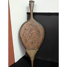 Vintage Hand Carved Wood Fireplace Bellows Bird Motif Brass Studs Large 22 