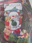Vtg Bucilla Felt Stocking Kit Christmas Hugs  84589 Santa Dog Cat Animals 18 