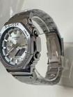 Casio G-shock Gm2100 Full Silver Steel Band Sport Luxury Octagon Analog-digital