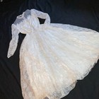 True Vintage 50s Wedding Dress  Size 4 Cream Lace Sequins Full Skirt Euc