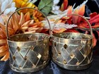 Pair Of Vintage Brass Woven Baskets - Made In India  Great Condition  Home Decor