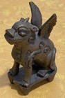 Vintage Brass Or Bronze Asian Winged Dog Temple Lion Griffin China Antique