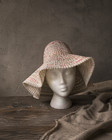 Vintage Wide Brim Floppy Sun Hat Woven Straw Pink Floral Summer Beach Garden