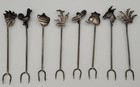 Vintage Mexican Sterling Silver Cocktail Forks Set Of 8 Taxco Figural Picks 