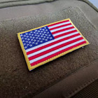 American Flag Embroidered Patch Gold Border Usa Us W  Velcro   Brand Fastener