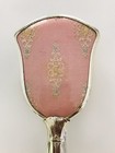 Vintage Hand Held Vanity Mirror And Hair Brush 2-in-1 Gold Pink Floral Design