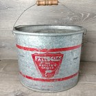 Vtg Minnow Bucket Falls City Galvanized Metal Wood Handle 2 Piece Insert No Rust