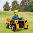 Qaba 12v Kids Ride On Dump Truck W  Electric Dump Bed  Shovel