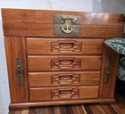 Vintage Large Rosewood Jewelry Box Chest Brass Hardware Asian Chinese Hong Kong 