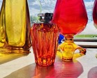 1960s Mcm Viking Art Glass  epic Diamond Pointed Rib  Table Lighter Persimmon