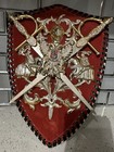 Vintage Medieval Coat Of Arms Sword  Plaque Crest Wall Hanging Spain