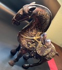 Bronze Gilt Horse Zodiac Dragon Tang Statue Signed