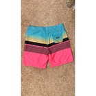 Hurley Boca Barranca Boardshort Mens Size 34 Swim Trunks Stripe Teal Pink