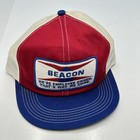 1980s Beacon Feed Large Patch Trucker Hat Cap Mesh Snapback K Brand Usa