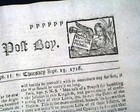 Rare 1716 Post Boy Newspaper London England 18th Century W  Masthead Engravings