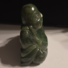 Vintage Chinese Green Happy Buddha Carved Sculpture