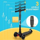 Kick Scooter For Kids Led Lights Adjustable Handlebar Rear Brake For 3-12 Kids
