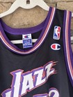 Vintage 90s Champion Utah Jazz Karl Malone Basketball Jersey Size Youth L 14-16