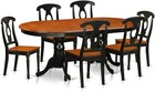 Oval Dining Room Table With Leaf And Leatherette Seat Chairs In Black   Cherry