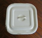 Vintage Blue   White Porcelain Enamel Medical surgical dental Tray With Lid 