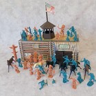 Vtg Marx Toys  3681 Fort Apache Play Set Horses Figures Fort Cardboard Box 60s